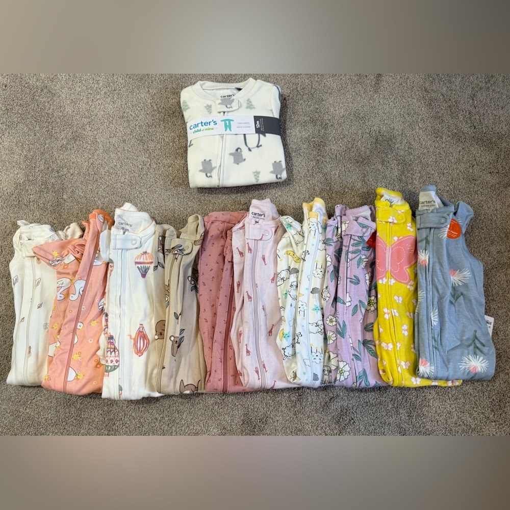 10 Carter's/Wonder Nation/Child of Mine Soft Pajamas + 1 fleece pajama